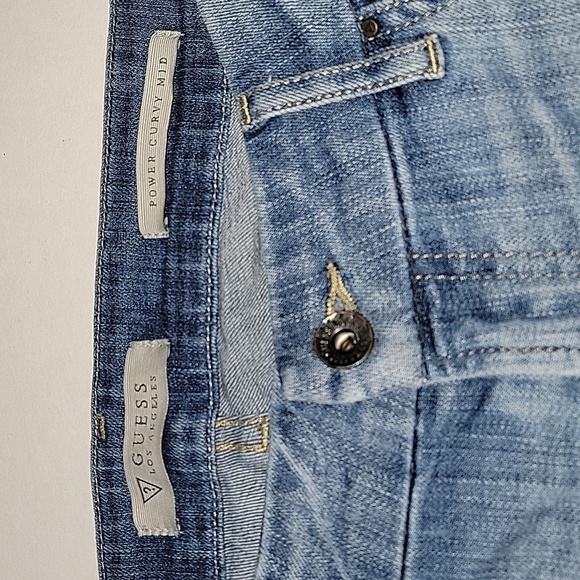 Guess Power Curvy Slim Ankle Jeans Women’s 31 Blue Mid Rise Stretch Distressed - Picture 9 of 12